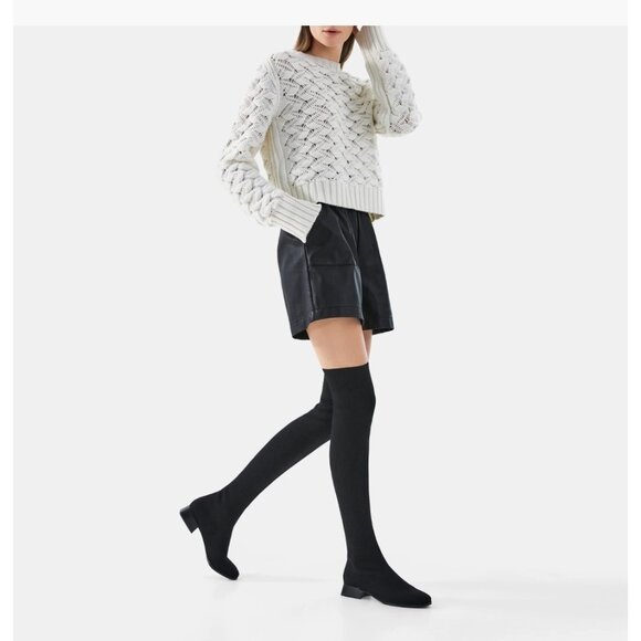 Vivaia Round-Toe Over-the-Knee Boots Black Size EU 42/US 10.5 - Picture 15 of 16